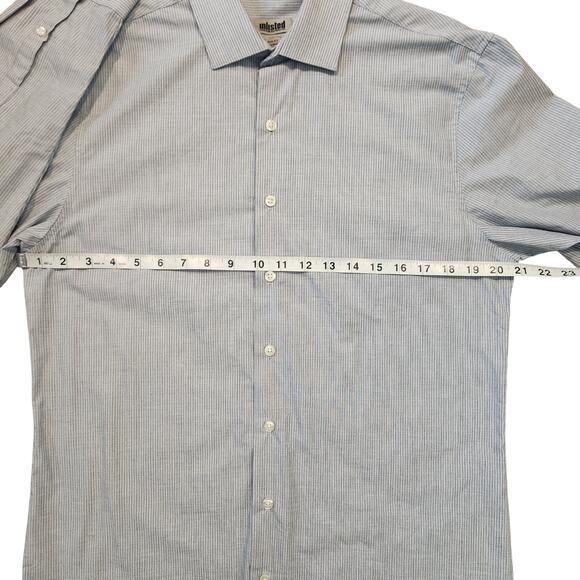 Unlisted by Kenneth Cole Button-down Dress Shirt, Slim Fit 15/15.5 Blue White - Picture 5 of 11